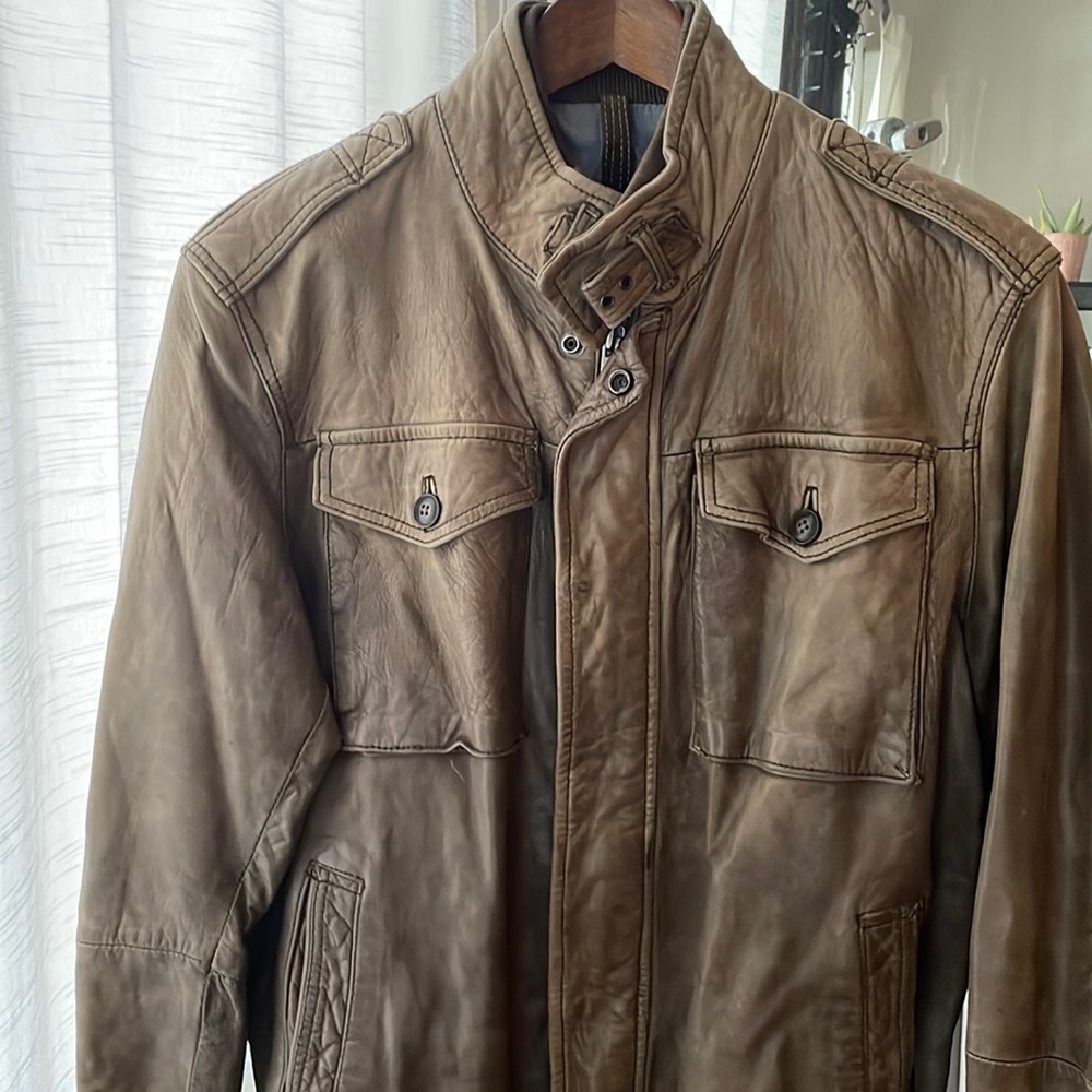 Massimo Dutti brown leather jacket